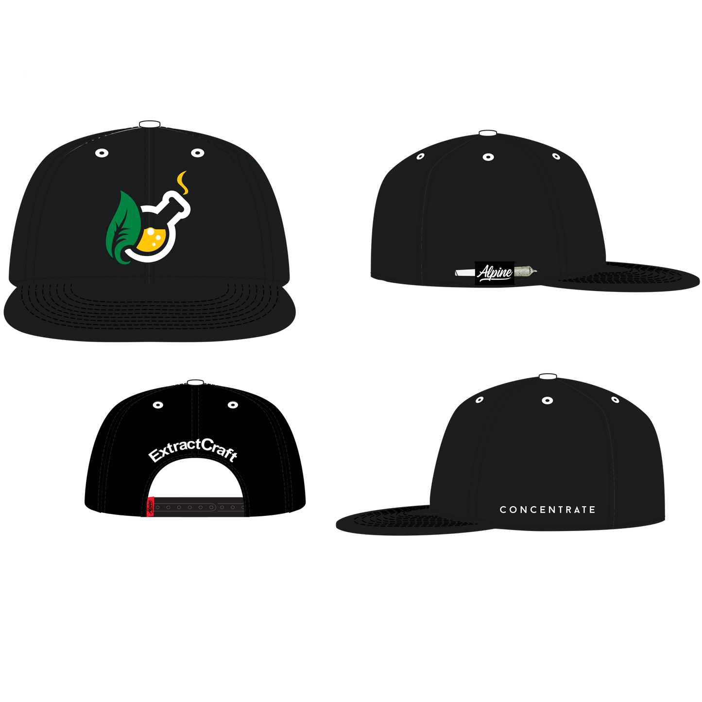 Black Hemp Back Ballcap - ExtractCraft Logo