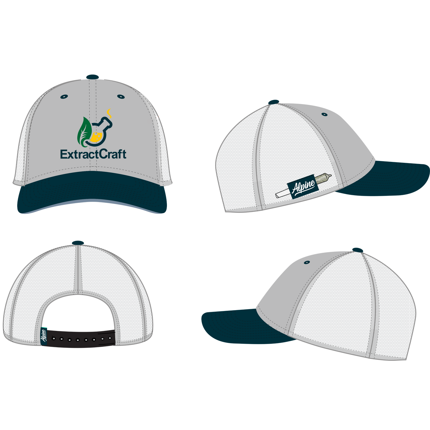 Gray Hemp Ballcap - ExtractCraft Logo