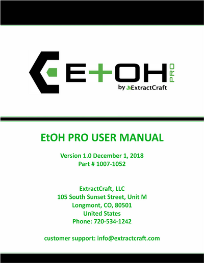 EtOH Pro Commercial Botanical Extraction Machine documentation cover